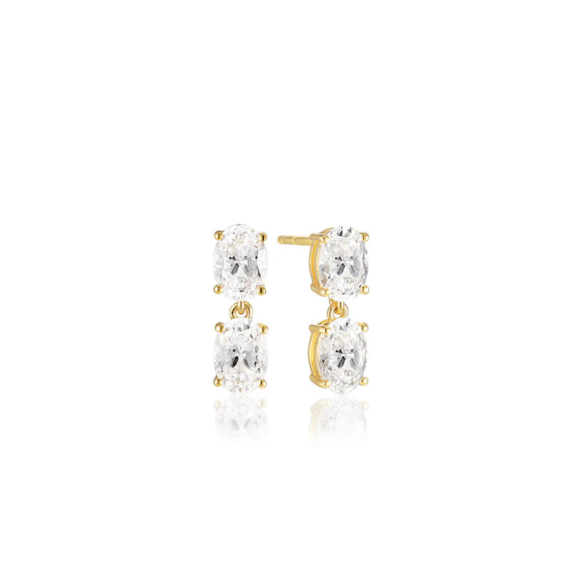 BOUCLE D'OREILLES OR CRISTAUX DUO "ELLISE DUE"