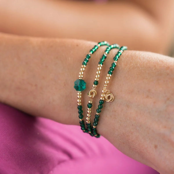 BEBLUE - BRACELET BE LIGHT EN ÉMERAUDE & OR