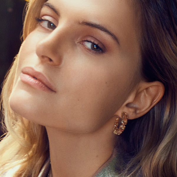 Sif Jakobs - Boucles d'oreilles Ellisse Creolo Grande or & ambre