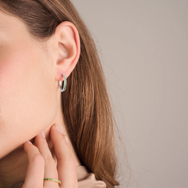 Sif Jakobs - Boucles d'oreilles Ellera Grande argent & vert