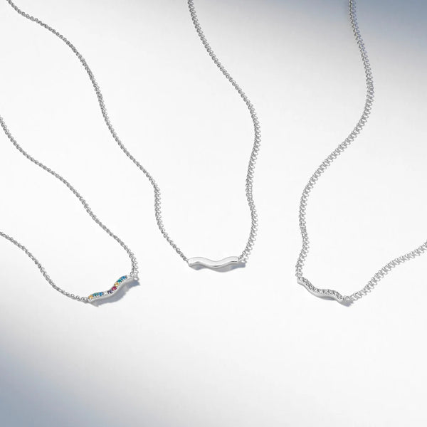 CHAINE FINE AJUSTABLE - ARGENT & BRELOQUE TIGE VAGUÉ "ELLERA WAVES"