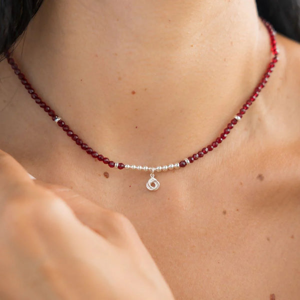 BEBLUE - COLLIER BE VIBRANT EN ROUGE & ARGENT