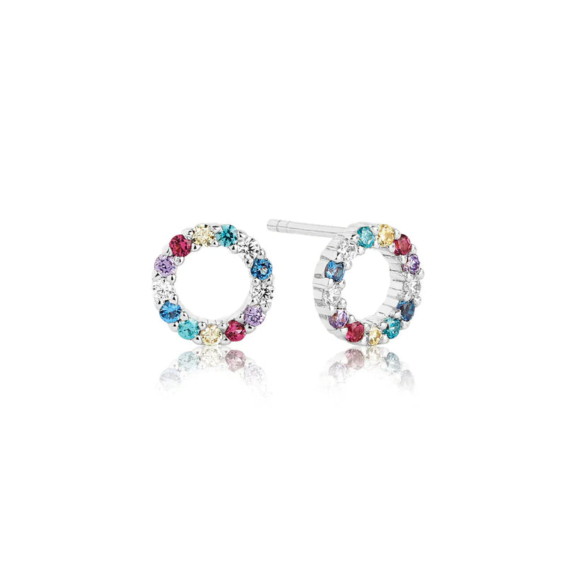 BOUCLES D'OREILLES ARGENT AVEC ZIRCON MULTI-COULEURS "BIELLA UNO PICCOLO"