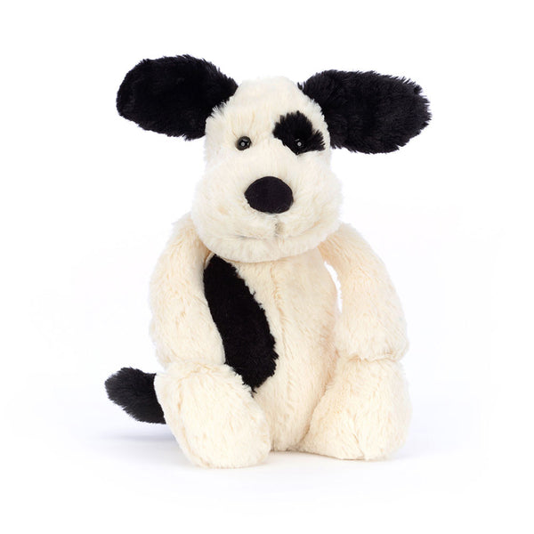 PELUCHE CHIEN CRÈME & NOIR "BASHFUL"