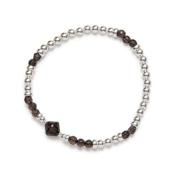 BRACELET CRISTAUX AMBRÉ LOSANGE - ARGENT