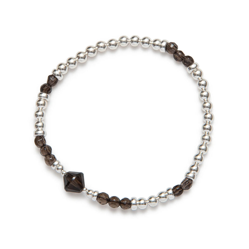 BRACELET CRISTAUX AMBRÉ LOSANGE - ARGENT