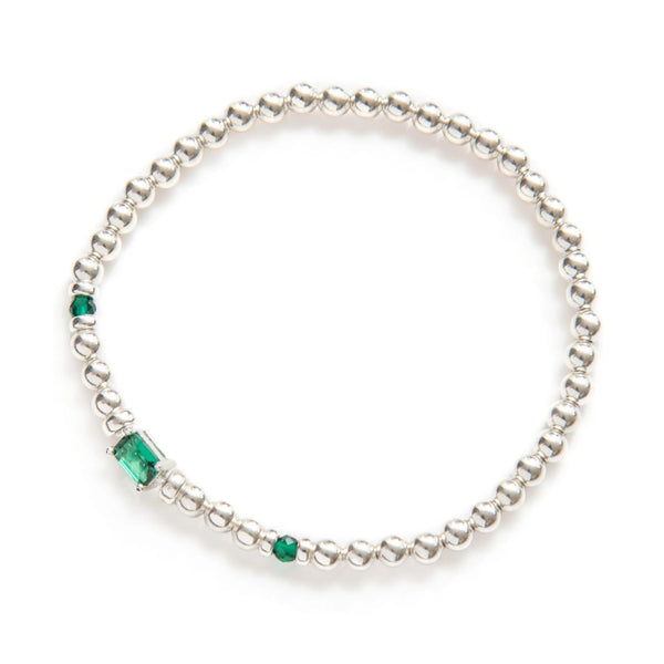 BRACELET AVEC CRISTAUX ÉMERAUDES - ARGENT