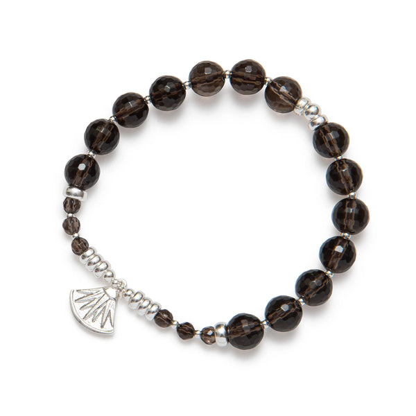 BRACELET CRISTAUX AMBRÉ AVEC BRELOQUE TRIANGLE - ARGENT