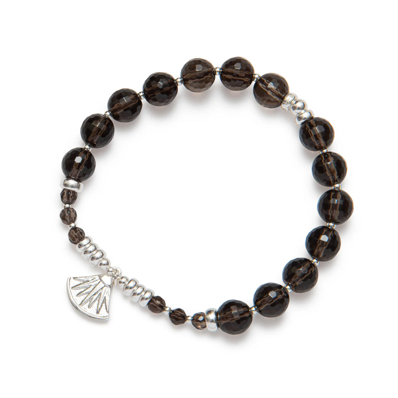 BRACELET CRISTAUX AMBRÉ AVEC BRELOQUE TRIANGLE - ARGENT