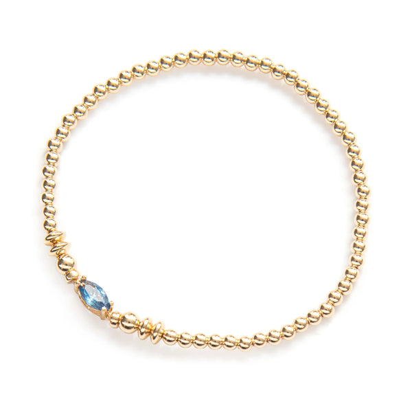 BRACELET ZIRCON BLEU OVAL - OR