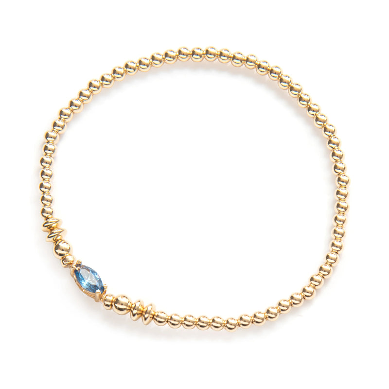 BRACELET ZIRCON BLEU OVAL - OR