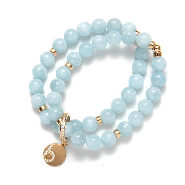 BRACELET DOUBLE RANGS AVEC GROSSES PIERRES BLEUS - OR