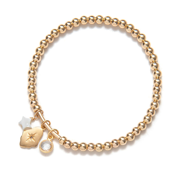 BRACELET TROIS PETITES BRELOQUE ÉTOILES - OR