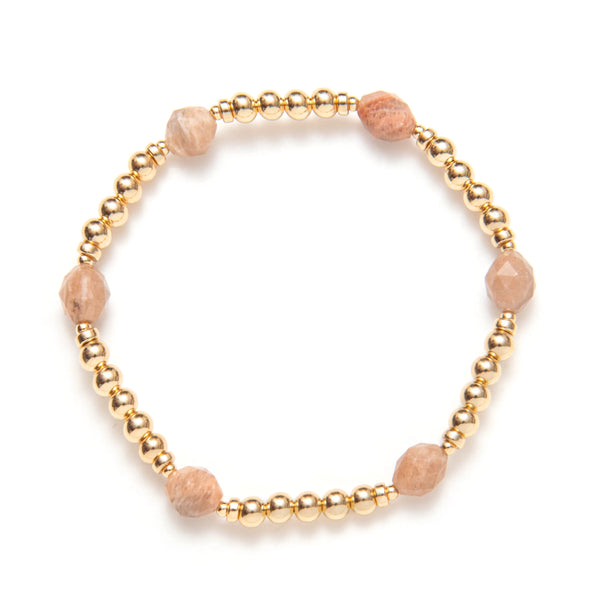 BRACELET CRISTAUX TAUPE ROSE - OR