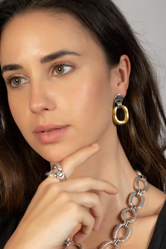 CICLÓN - BOUCLES D'OREILLES GRETA OR & ARGENT
