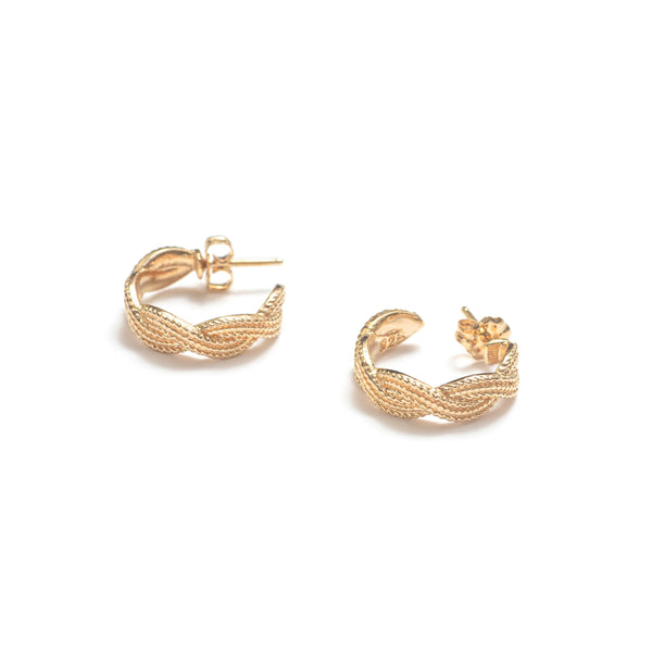 BEBLUE - BOUCLE D'OREILLES ANNEAUX TRESSÉ EN OR