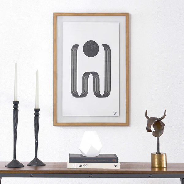 RENWILL - CADRE EN BOIS ABSTRAIT BOULE GRAPHIQUE NOIR AVEC VITRE