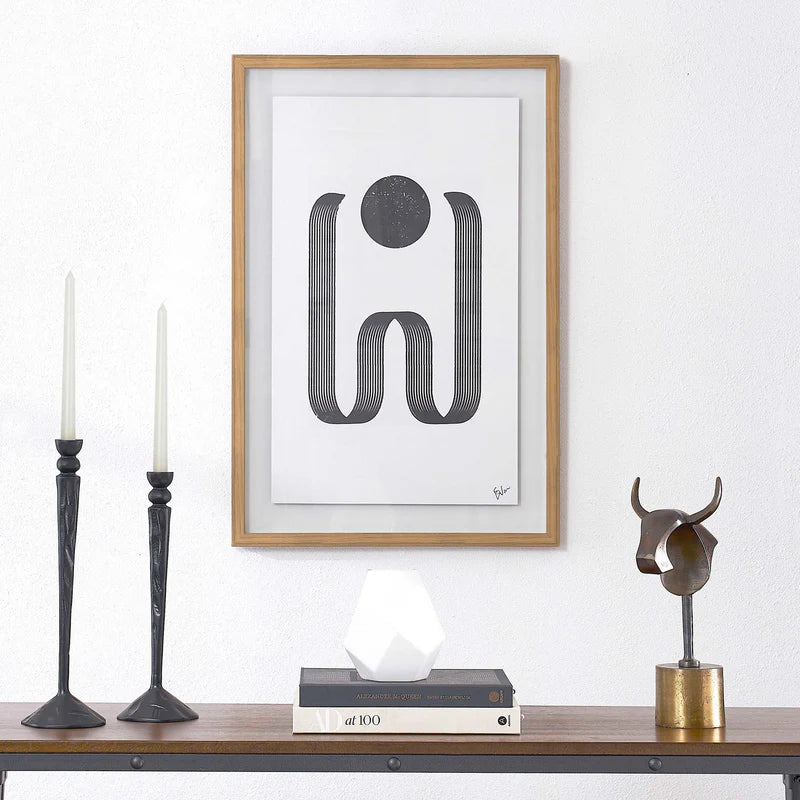 RENWILL - CADRE EN BOIS ABSTRAIT BOULE GRAPHIQUE NOIR AVEC VITRE