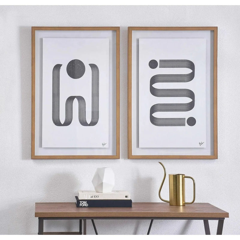 RENWILL - CADRE EN BOIS ABSTRAIT COURSE GRAPHIQUE NOIR AVEC VITRE