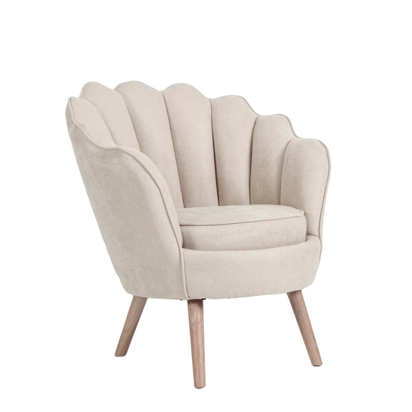 FAUTEUIL EN TISSU BLANC BEIGE STYLE CORAIL