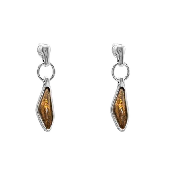 Ciclón- Boucles d'oreilles Braies marron argent