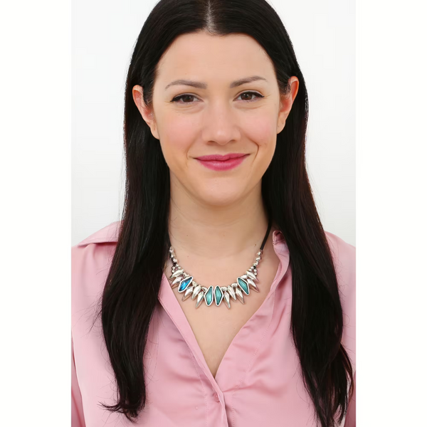 Ciclón- Collier Valle de Cristal céleste argent