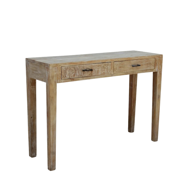 TABLE CONSOLE BOIS VIEILLI BLANCHI