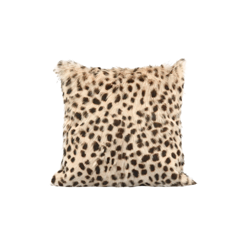 COUSSIN EN VRAIE FOURRURE MOTIF LÉOPARD