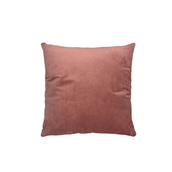 COUSSIN EN VELOURS ROSE & REVERS EN TOILE NATUREL