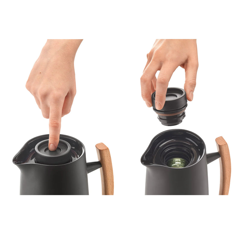 GUZZINI - PICHET THERMOOS NOIR & MANCHE EN BOOIS