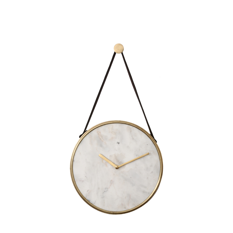 LIVENNA - HORLOGE MURALE EN MARBRE AVEC CONTOUR OR