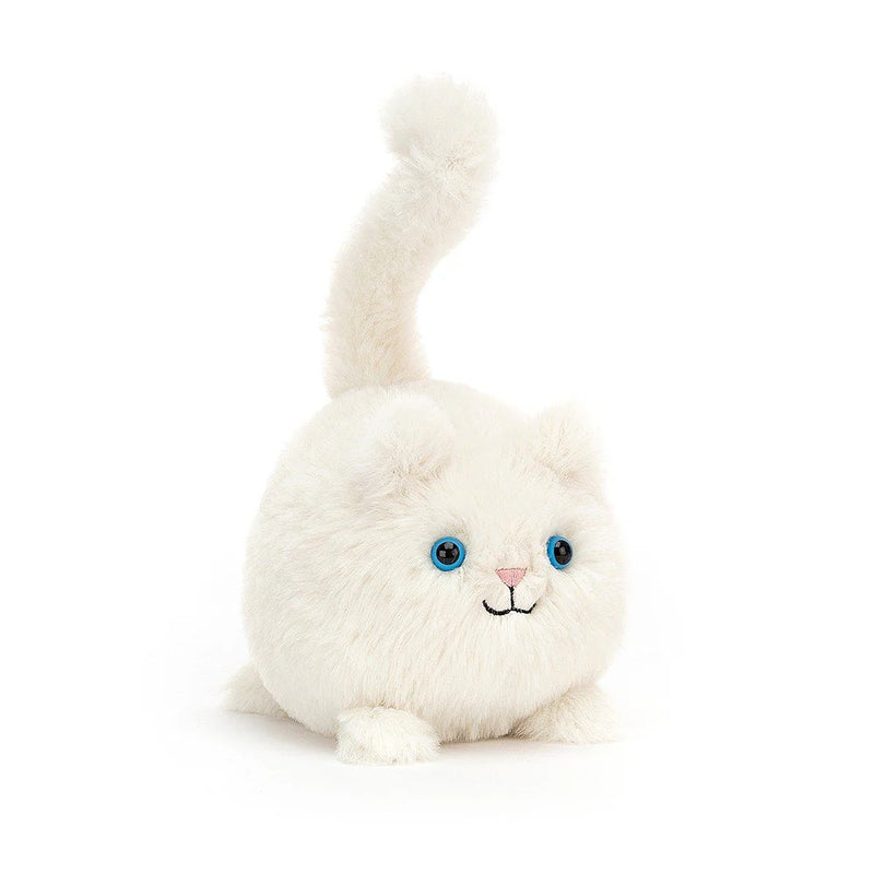 MINI PELUCHE CHAT EN BOULE BLANC "CABOODLE"