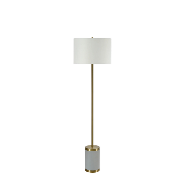 LAMPE DE PLANCHER OR AVEC BASE EN BÉTON GRIS