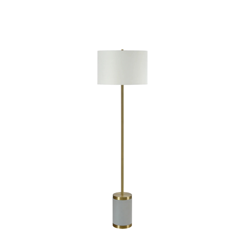 LAMPE DE PLANCHER OR AVEC BASE EN BÉTON GRIS