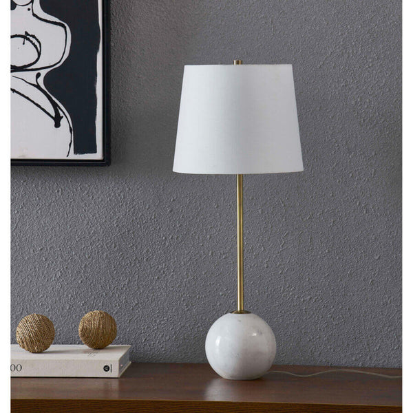 LAMPE DE TABLE AVEC BASE BOULE MABRE BLANC