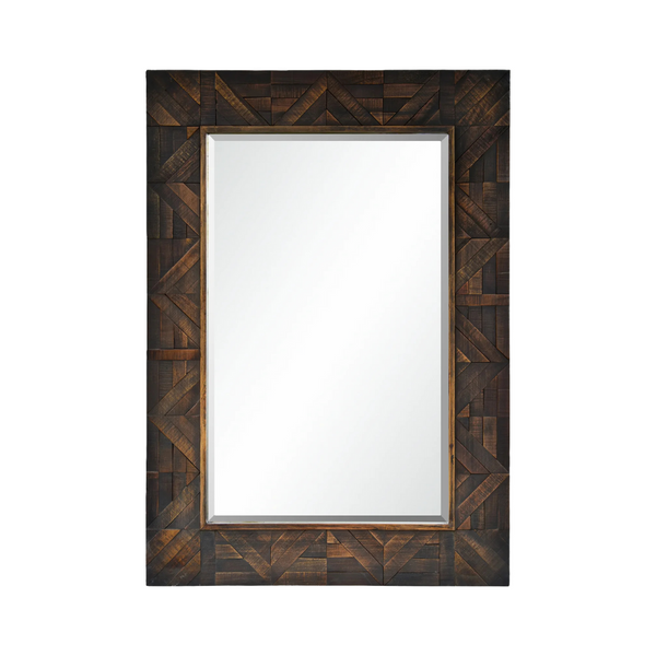 RENWILL - MIROIR CONTOUR MOTIF BOIS BRUN FONCÉ