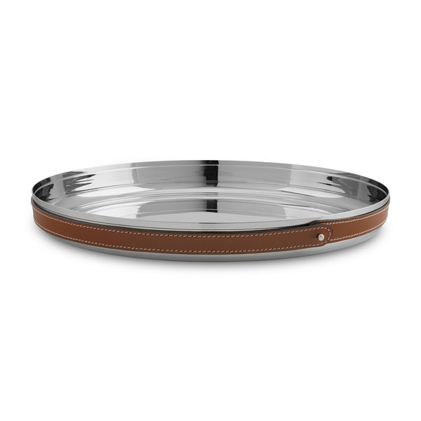 NAMBÉ - PLATEAU DE BAR ROND EN STAINLESS ARGENT