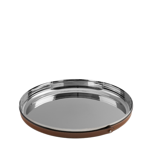 NAMBÉ - PLATEAU DE BAR ROND EN STAINLESS ARGENT