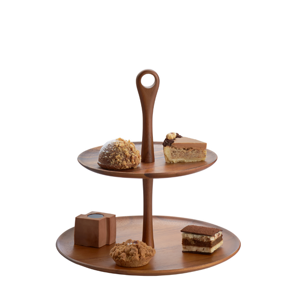 NAMBÉ - PRÉSENTOIR DEUX ÉTAGES EN BOIS POUR DESSERT