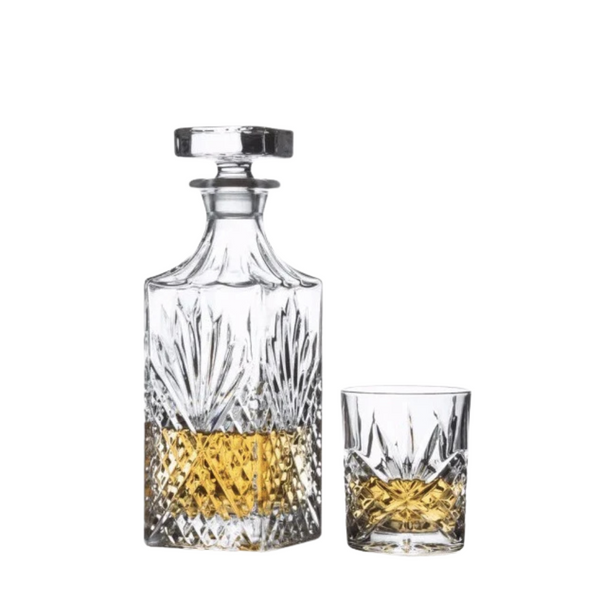 BRILLIANT - ENSEMBLE À WHISKY DÉCANTEUR AVEC 4 VERRES CRISTAL ASHFORD