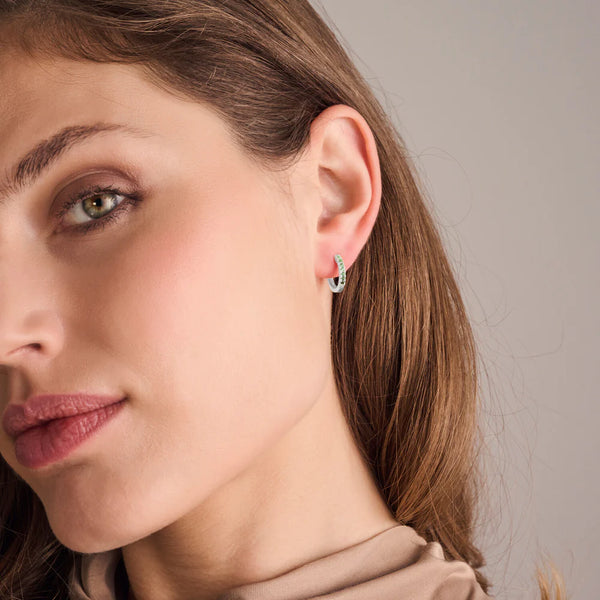 Sif Jakobs - Boucles d'oreilles Ellera Medio argent & vert