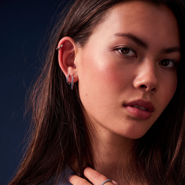 Sif Jakobs - Boucles d'oreilles Ellera Medio argent & bleu