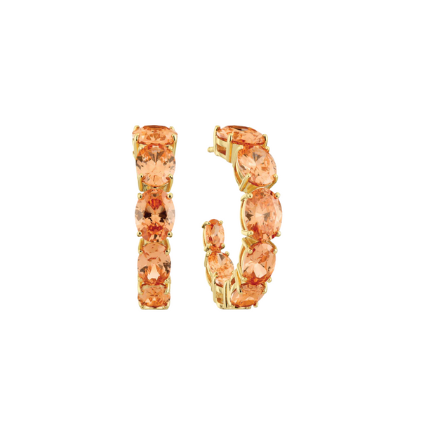Sif Jakobs - Boucles d'oreilles Ellisse Creolo Grande or & ambre