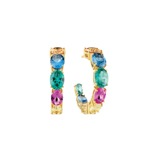 Sif Jakobs - Boucles d'oreilles Ellisse Creolo Grande or & coloré
