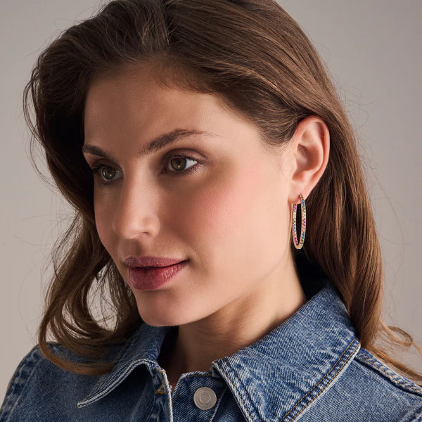Sif Jakobs - Boucles d'oreilles Ellisse Medio argent & coloré