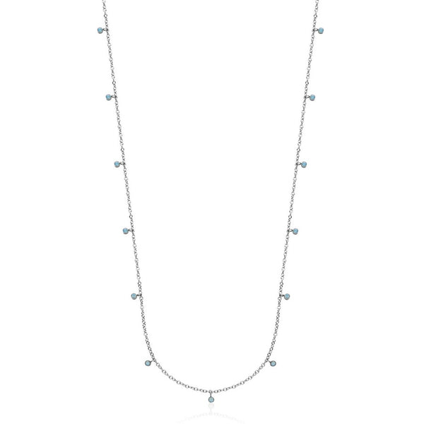 COLLIER ARGENT AVEC PETITES PIERRES CRYSTAL, SAPPHIRE & OPAL