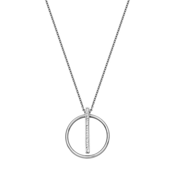 COLLIER ARGENT FIN AVEC ROND ET BARRE AVEC CRISTAUX