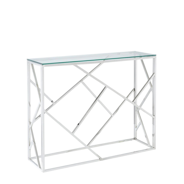 TABLE CONSOLE EN VERRE AVEC BASE EN MÉTAL
