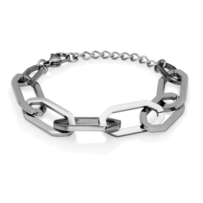 BRACELET ARGENT AVEC GRANDE CHAINE ENTRECROISÉE