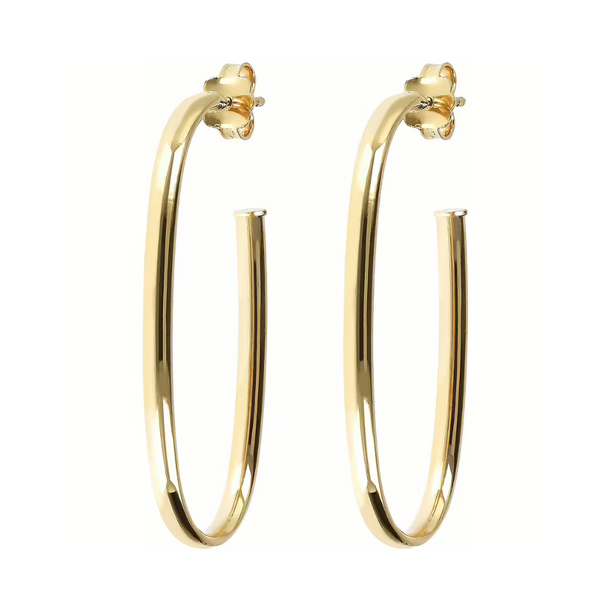 DEMI ANNEAUX OVALS ALLONGÉS - OR